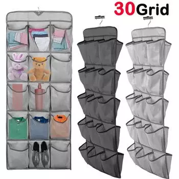 30 сеток подвесная сумка для хранения обуви экономит место органайзер для шкафа с двух сторон для гардероба многоцелевой органайзер для одежды серый