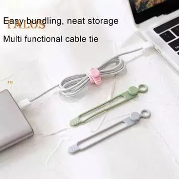 30 шт. 106 мм силиконовые стяжки для кабелей наушников, телефона, зарядного устройства, компьютера, шнура питания, ремешок для связывания, многоразовый эластичный органайзер для проводов серый