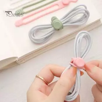 30 шт. 106 мм силиконовые стяжки для кабелей наушников, телефона, зарядного устройства, компьютера, шнура питания, ремешок для связывания, многоразовый эластичный органайзер для проводов белый