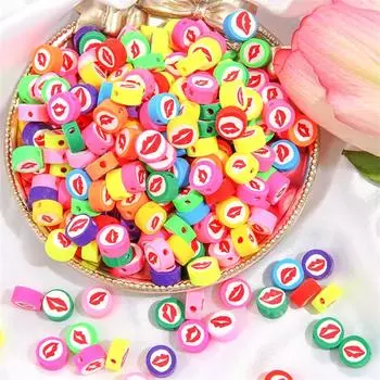 30 шт. 10 мм овальные бусины из полимерной глины с рисунком губ для изготовления ювелирных изделий, аксессуары «сделай сам» синий