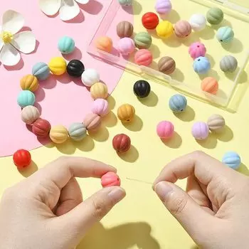 30 шт. 12 мм резиновые тыквы свободные бусины DIY ручной работы ожерелья браслеты ювелирные изделия подарки 30Pcs 12mm оранжевый