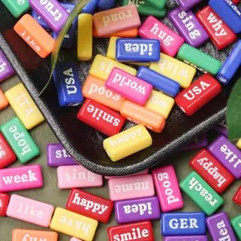 30 шт. 14,5*7,5 мм акриловые прямоугольные английские слова бусины буквы бисера ремесло подарок DIY ювелирные изделия принадлежности для изготовления