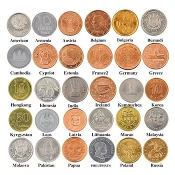 15/30 шт. Коллекционные монеты разных стран 15pcs