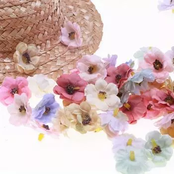 30 шт. 3 см искусственная головка цветка маленькая ромашка шелковая ткань искусственные цветы аксессуары искусственные цветы декоративные материалы венок искусственные цветы 30pcs