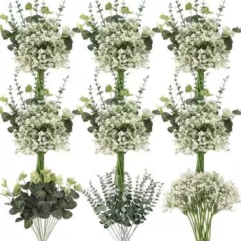 30 шт. 3 вида смешанных искусственных растений эвкалиптовых листьев BabysBreath рождественские украшения вазы для дома сада свадьбы искусственные цветы