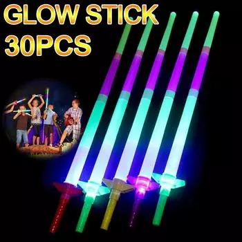 30 шт 4-секционная выдвижная светодиодная светящаяся палочка-меч-игрушка детская игрушка мигающая палочка концертный реквизит для вечеринок 1PCS синий