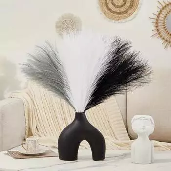 30 шт. 55 см искусственный тростник пушистый реалистичный искусственный пампасная трава для вечеринки домашний офис стол центральный элемент имитация растений украшение орнамент чёрный