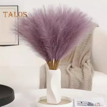 30 шт. 55 см искусственный тростник пушистый реалистичный искусственный пампасная трава для вечеринки домашний офис стол центральный элемент имитация растений украшение орнамент золотистый