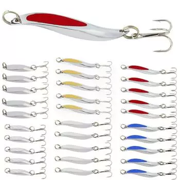 30 шт., 5 стилей, металлическая ложка, рыболовная приманка с тройными крючками