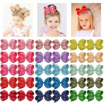 30 шт. 6-дюймовых бантов для девочек, большие гросгрейновые банты для девочек, 15 пар 6-дюймовых бантов для волос с зажимами-аллигаторами для подростков, детей, малышей