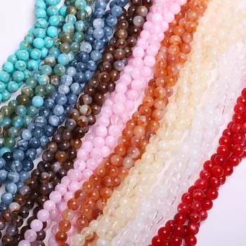 30 шт. 8 мм Имитация Нефрита Круглые Круглые Бусины Мода Ручная Работа Аксессуары Для Бисера Смола Свободные Бусины Для Браслета Ожерелья Аксессуары Ювелирные Аксессуары Style12 8mm 30Pcs