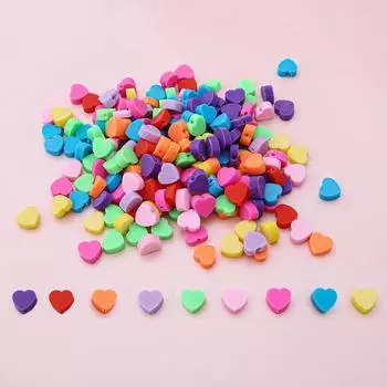 30 шт. 9*10 мм бусины из полимерной глины в форме сердца любви, разноцветные свободные бусины для изготовления ювелирных изделий, браслет, ожерелье, серьги about 9*10mm 30pcs оранжевый