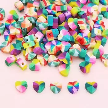 30 шт. 9*10 мм разноцветные бусины в форме сердца, свободные бусины из полимерной глины для изготовления ювелирных изделий, браслет, ожерелье, серьги about 9*10mm 30pcs