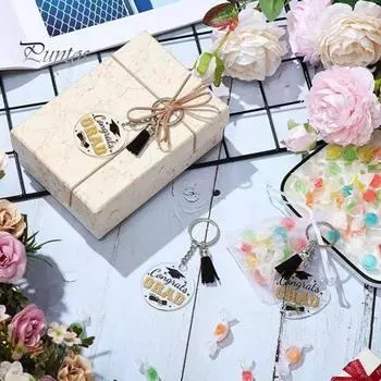 30 шт. акриловых брелоков для выпускного с кисточкой, подарок на выпускной для колледжа и средней школы чёрный