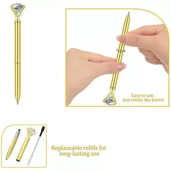 30 шт. алмазных ручек, шариковая ручка с кристаллами и бриллиантами, модные милые ручки для женщин, блестящая металлическая шариковая ручка с черными чернилами золотой