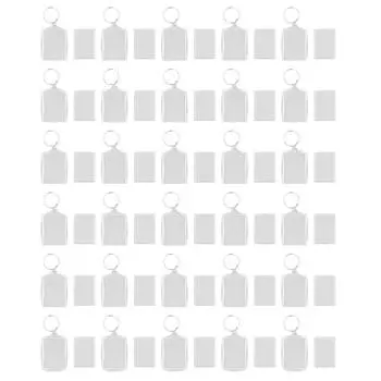 30 шт. брелок для ключей с фотовставкой, прозрачный пустой брелок в виде рамки для фотографий с разъемным кольцом для персонализированного заказа