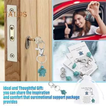 30 шт. брелок для ключей в виде черепахи, маленькая счастливая черепаха, позитивные вдохновляющие металлические брелоки в виде черепахи с карточкой и сумкой на шнурке для выражения признательности сотрудникам 1 Set