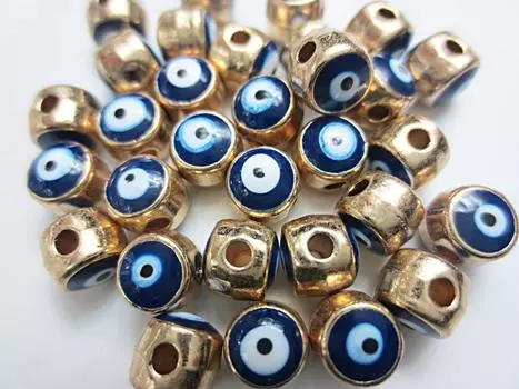 30 шт. Бусины в форме глазного яблока, золото 6 мм. Аксессуары. Детали ручной работы. Разные товары Huey.