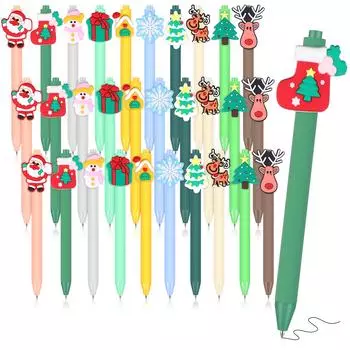 30 шт. цветные шариковые ручки рождественские забавные ручки многоцветные мотивирующие ручки рождественская елка снеговик олень Санта Клаус в отставке