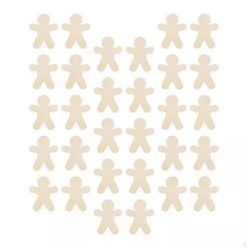 30 шт. Деревянные фигурки пряничных человечков для праздничных проектов Without Hole