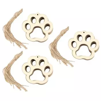 30 шт. деревянных деталей с отверстием из натурального дерева, гладкая поверхность, симпатичная деревянная деталь, медвежья лапа для украшения