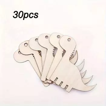 30 шт. Деревянный динозавр, срез дерева, пустая этикетка, кулон, украшение своими руками, художественные поделки светло-желтого