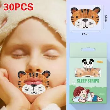 30 шт. детские наклейки против храпа с мультяшным принтом, наклейки для сна с закрытым ртом, пластырь для коррекции дыхания, ортезная лента