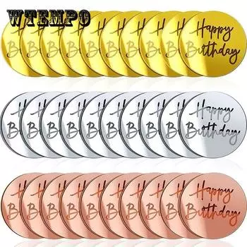 30 шт., диск для торта «С Днем Рождения», акриловые топперы для кексов, зеркальные акриловые топперы для торта на день рождения, вечерние украшения для кексов «сделай сам» (ЗОЛОТО+Розовое Золото+СЕРЕБРО)
