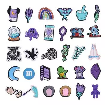 30 шт., фиолетовая лавандовая мультяшная серия, обувь из ПВХ, подвески, украшения для сабо из крокодила, аксессуары 30pcs