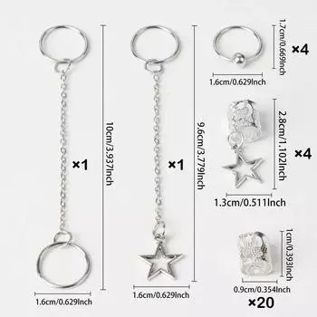 30 шт. Грязная коса парик сплав коса аксессуары для волос наращивание волос кольцо полая звезда кулон персонализированный