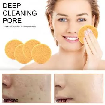 30 шт., губка для лица с куркумой и койевой кислотой, очищающая поры, многоразовая, круглая, абсорбирующая, для снятия макияжа, отшелушивающая, спа, комплект очищающих подушечек для лица 30PCS