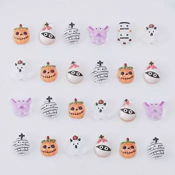 30 шт. Хэллоуин мультфильм аксессуары для ногтей милые маленькие привидения призрачные глаза летучая мышь Diy смола маникюр ювелирные украшения