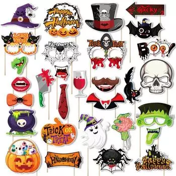 30 шт Хэллоуин реквизит для фотобудки комплект страшный декор для вечеринки поставки тыква череп очки фотобудка 30pcs