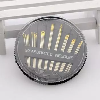 30 шт. иглы для ручного шитья с золотым глазком, игольная пластина, инструменты для вышивания гобеленов, швейные аксессуары, комплект одеял чёрный