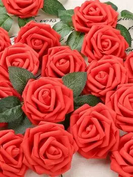 30 шт. искусственных роз из пенопласта со стеблями 8 см. Цветы для свадебных вечеринок, центральные элементы для украшения стола на вечеринку оранжевый