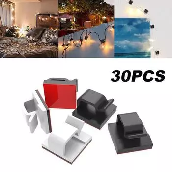 30 шт. кабель для передачи данных, уличный подвесной светильник, зажимы, зажим, крючок с самоклеящейся пленкой 30Pcs чёрный