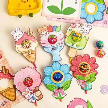 30 шт. Карточки из бумаги с леденцами, милые мультяшные кролики, медведи, детский день рождения, вечеринка, конфеты, подарочная упаковка, сделай сам, 3D декоративные открытки B