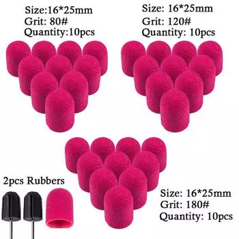 30 шт. колпачки для шлифовки ногтей с 2 шт. резинками для снятия гель-лака, сверла для ногтей, шлифовальная песочная лента для педикюра, маникюра, машины синий