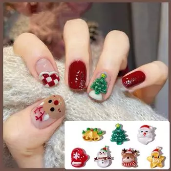30 шт./компл. мультяшные 3D рождественские украшения для ногтей Санта-Клаус, снежинка, лось, милый снеговик, нейл-арт, шарм для самостоятельного изготовления аксессуаров 30pcs