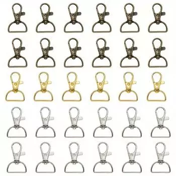 30 шт./компл. прочный брелок из цинкового сплава для багажа, фурнитура, аксессуары, сделай сам, металлический карабин золотой