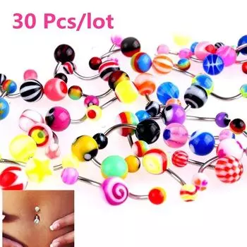 30 шт./компл. женские сексуальные кольца для пупка ювелирные изделия One Size