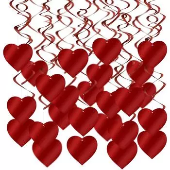 30 шт. красных/белых годовщина сердце любовь спираль вихрь подвесная гирлянда воздушные шары соломинки для украшения свадебной вечеринки на День святого Валентина красный