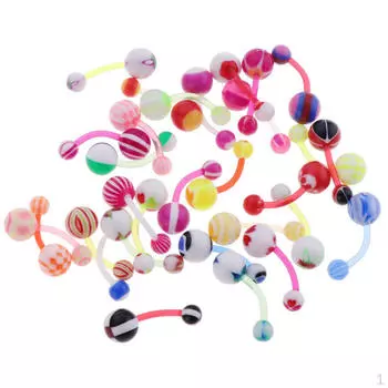 30 шт. красочные акриловые кольца-гвоздики для пупка и пупка для тела со штангой, ювелирные изделия для тела