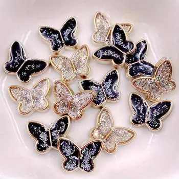 30 шт. красочные акриловые милые черные цветные золотые блестящие бабочки с плоской задней частью, стразы, аппликации, свадебные аксессуары для скрапбукинга «сделай сам», ремесла