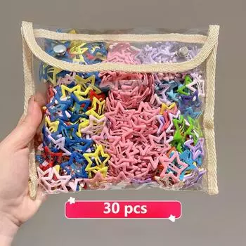 30 шт. Красочные Кавайные Заколки-звездочки Y2K Милые Девичьи BB Однотонные Заколки-звездочки Металлические Заколки-клипсы Головной убор Аксессуары для волос Подарки