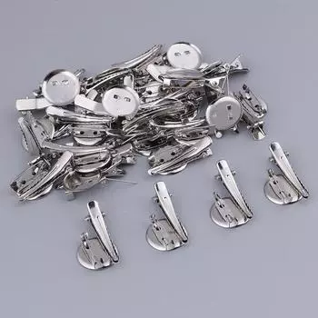 30 шт., круглая брошь, заколки для волос, кабошон, пустые булавки для подноса, 20 мм 20mm серебряный