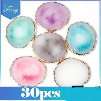 30 шт. круглая цветовая палитра из камня из смолы для рисования накладных ногтей, доска для смешивания цветов ногтей, инструмент для маникюра, гель-краски, лучшие продукты