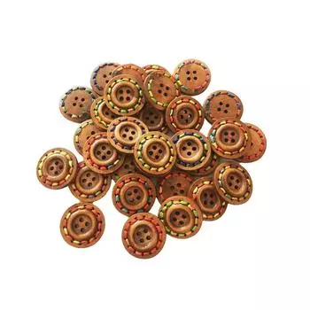 30 шт. круглых деревянных пуговиц с 4 отверстиями для шитья своими руками и скрапбукинга диаметром 25 мм