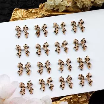 30 шт. леопардовый принт лента бант для ногтей подвески части кавайные банты украшения аксессуары DIY нейл-арт дизайн принадлежности