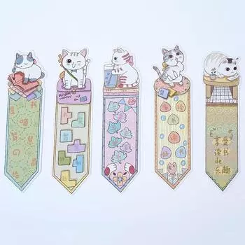 30 шт./лот, милые забавные бумажные закладки в форме кота, подарочные канцелярские принадлежности, пленочные закладки, держатель для книг